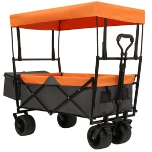 480Lbs Collapsible Wagon With Canopy,Wagon Stroller With 7 All-Terrain Wheels, Lightweight Foldable Wagon, Large Capacity For Camping, Shopping, Sports, And Garden Use,,purple With Mosquito Net
